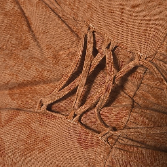 Altar'd State Jacquard Rose Print Corset Tie Mini Dress Mauve - Picture 8 of 11